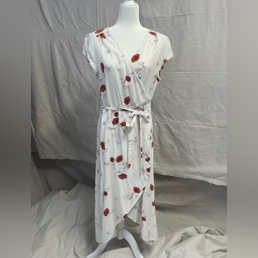 a.n.a Red and White Asymmetrical Wrap Sundress